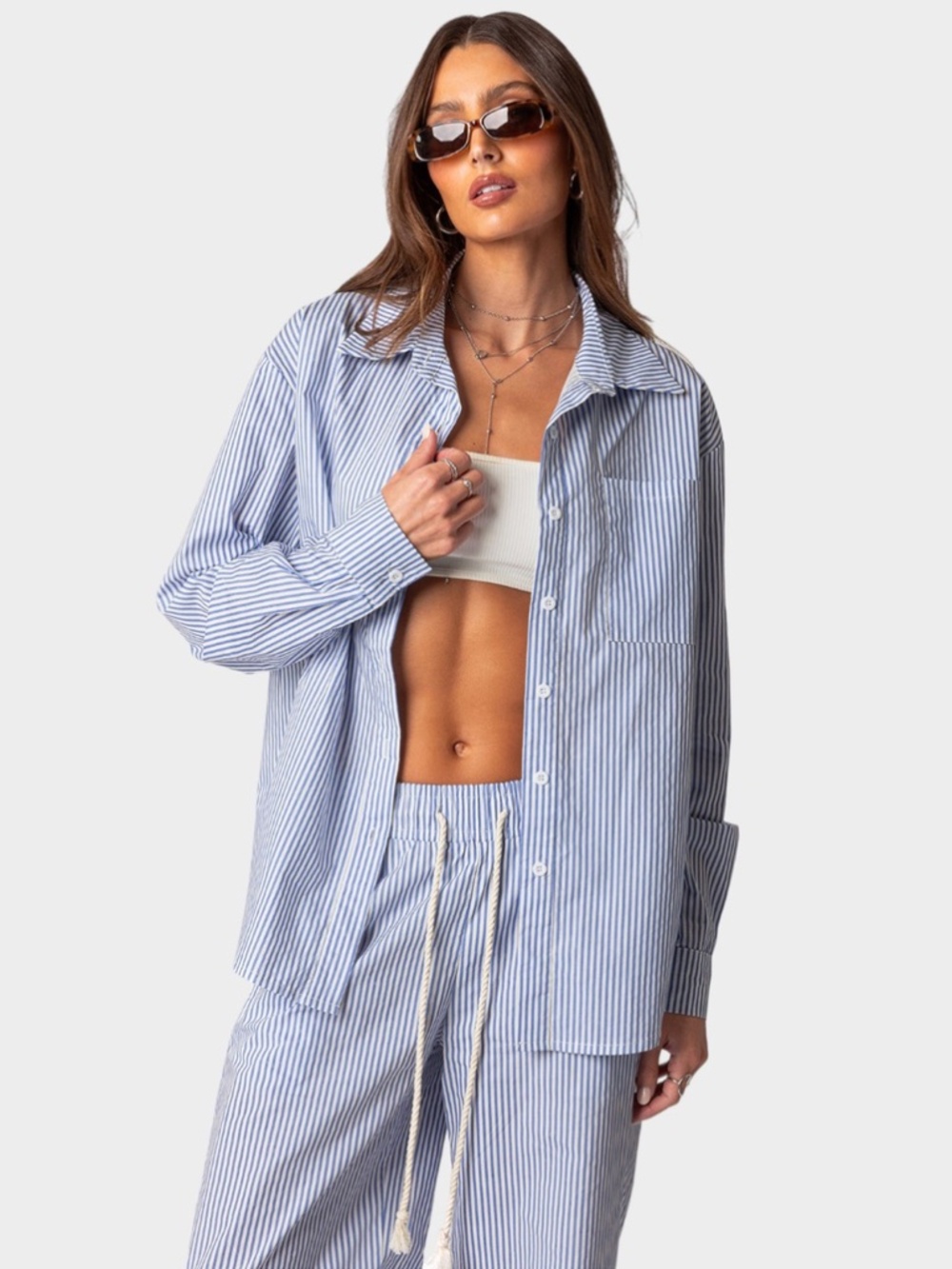 edikted blue button up shirt